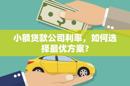 榆次小额贷款公司利率，如何选择最优方案？